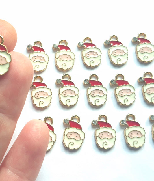 Diamante Santa charm - enamel jewellery charm - christmas charm