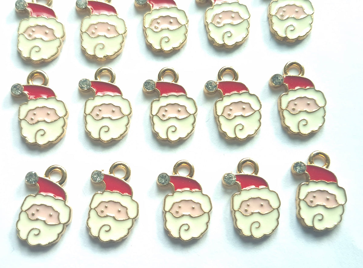 Diamante Santa charm - enamel jewellery charm - christmas charm