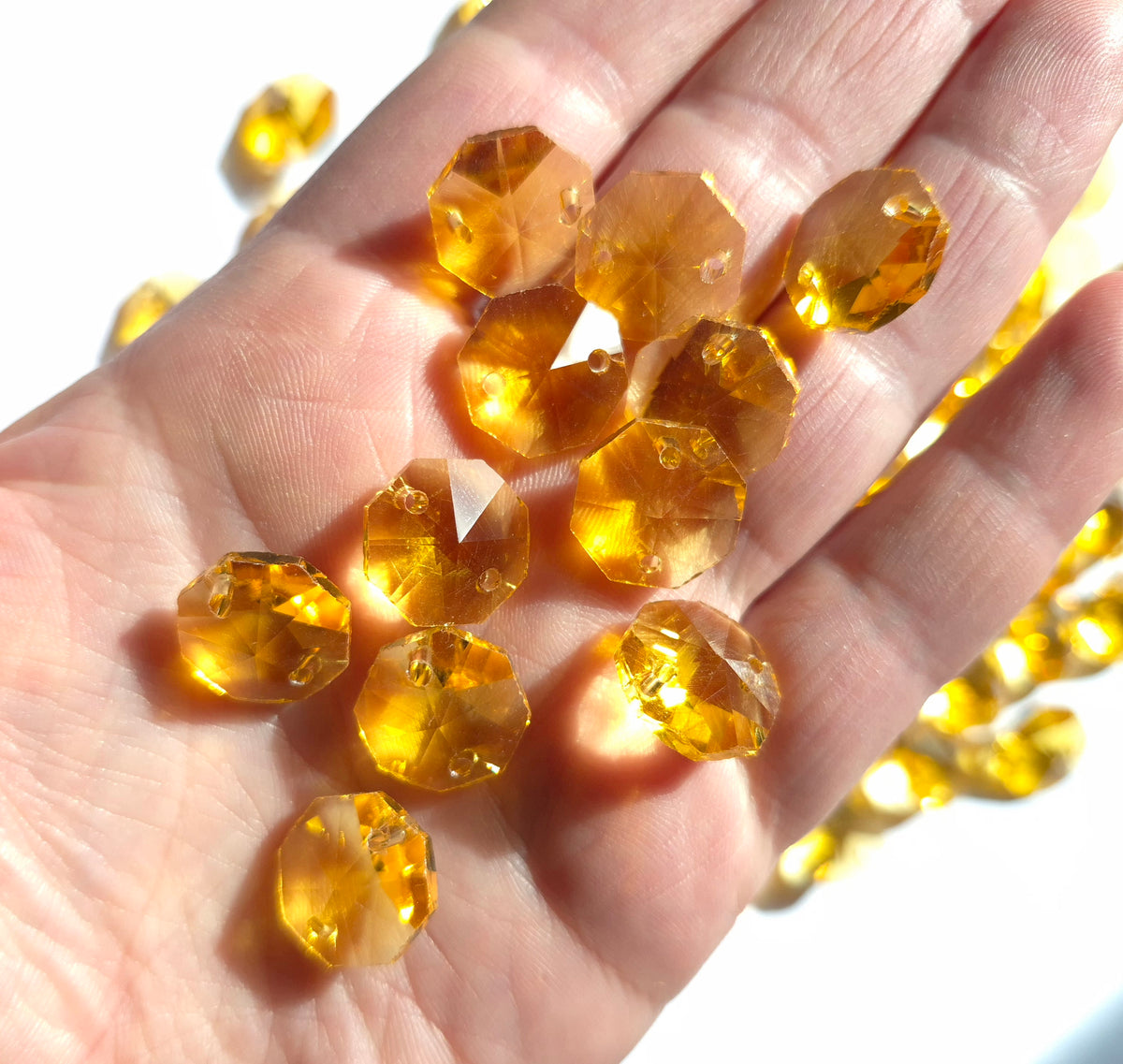 Gold glass chandelier links  connector beads