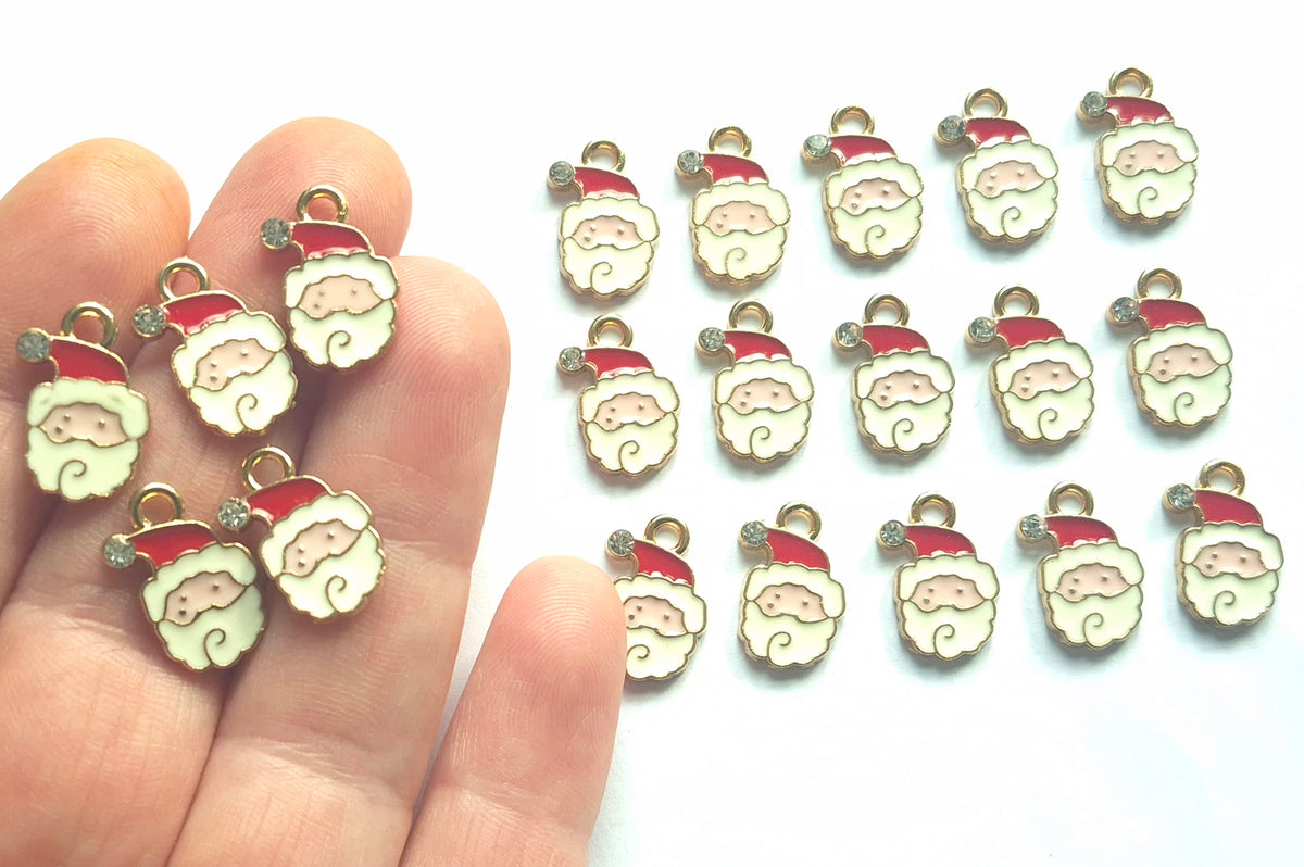 Diamante Santa charm - enamel jewellery charm - christmas charm