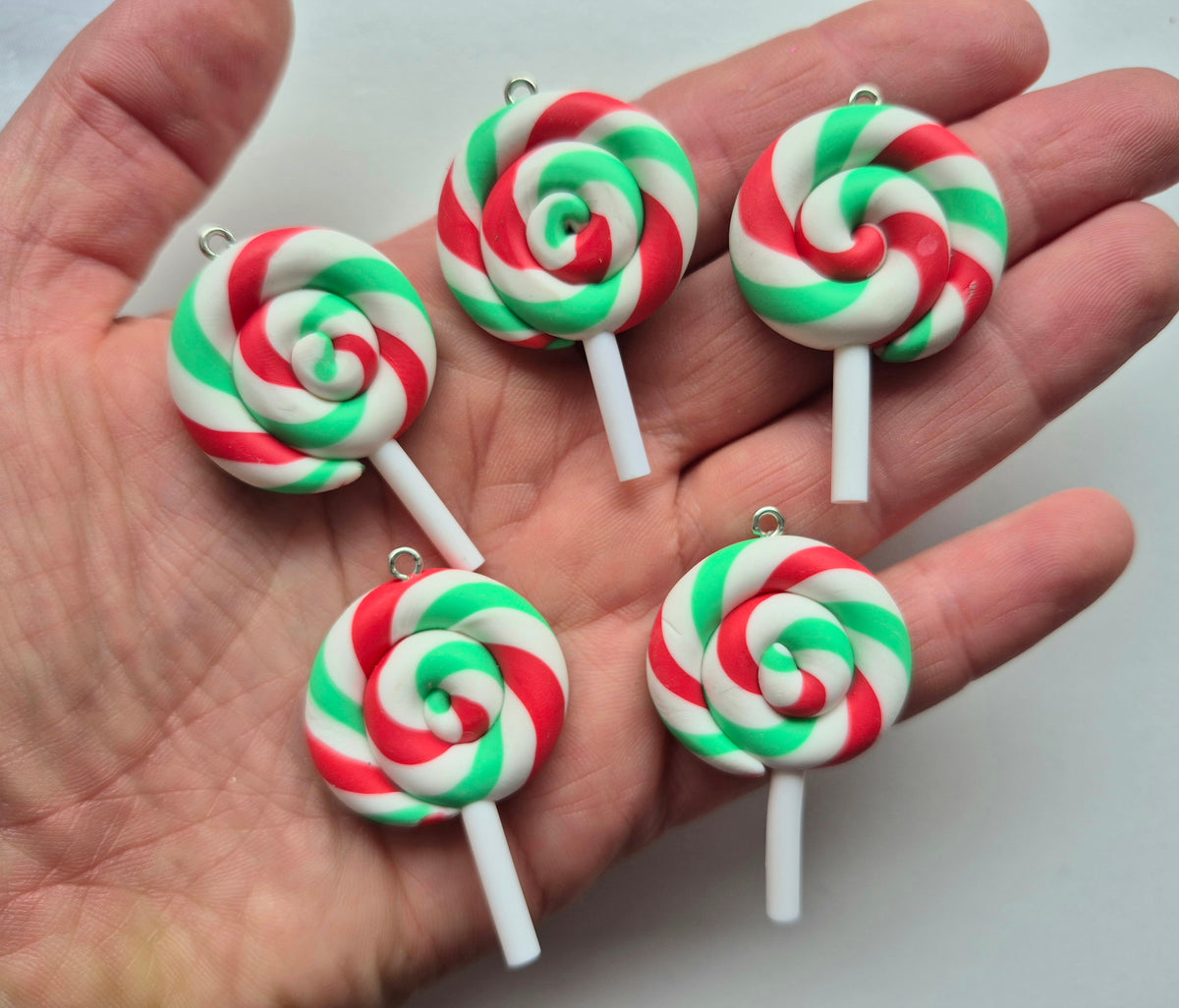 Lollipop charm - Jewellery Making - Fake candy - Green & Red