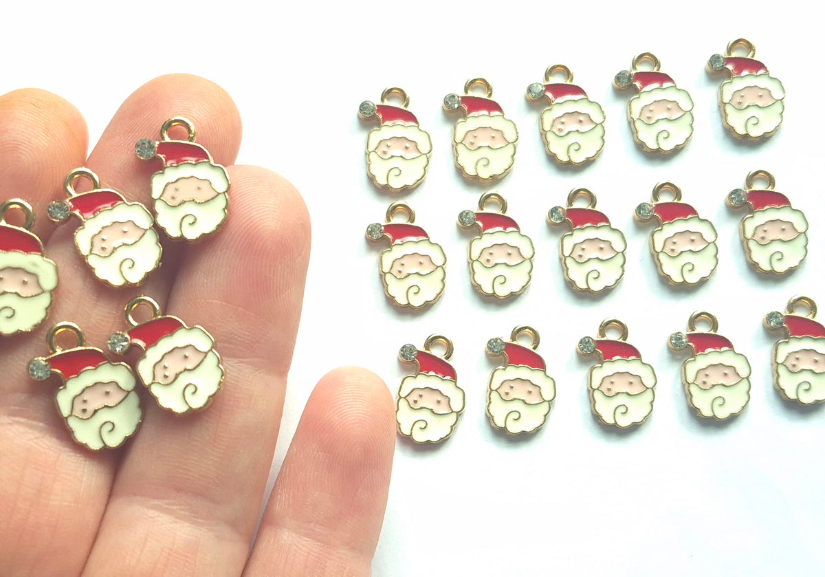Diamante Santa charm - enamel jewellery charm - christmas charm