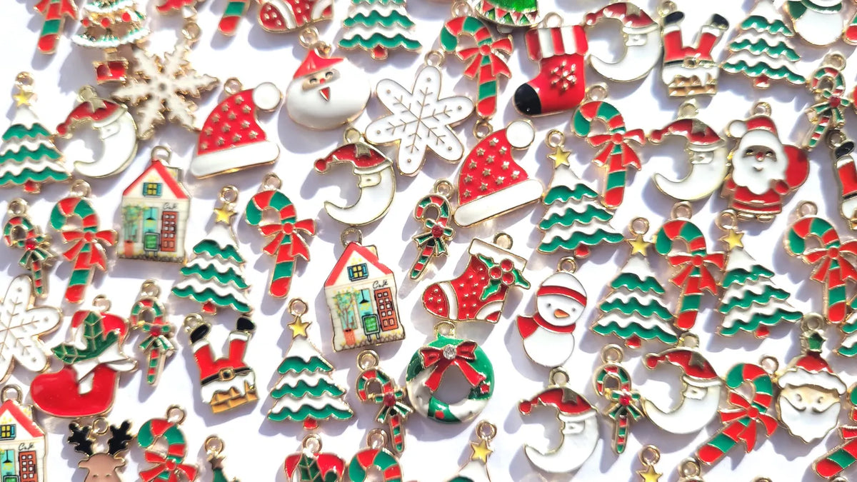 Christmas enamel charms - jewellery making charms