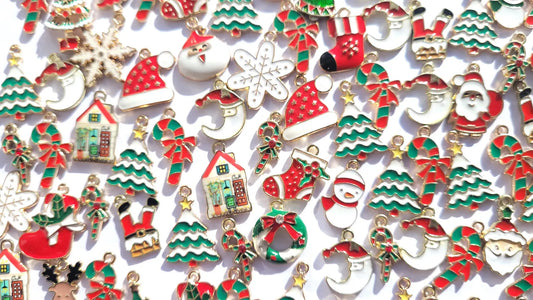 Christmas enamel charms - jewellery making charms