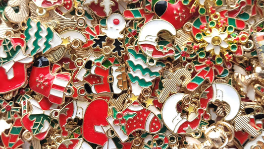 Christmas enamel charms - jewellery making charms